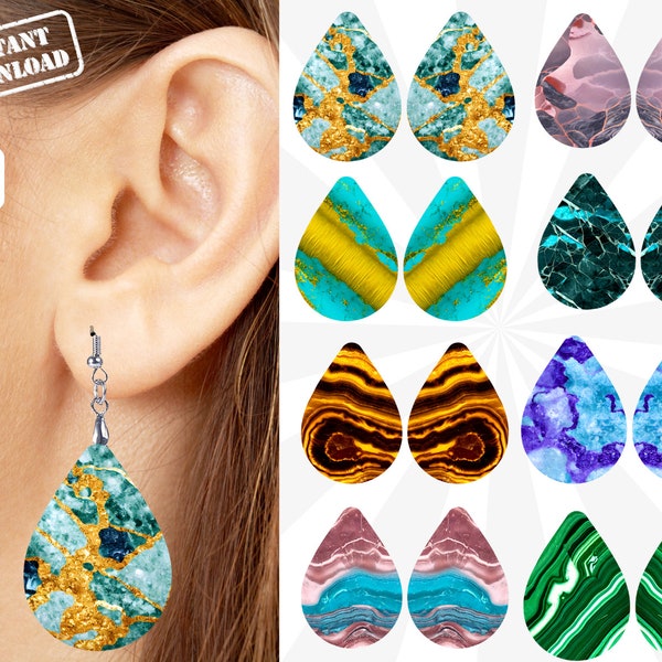 Marble Glitter Sublimation Earring Designs Template, Earring Blanks Design, Teardrop Earring PNG, Instant Digital Download, earring bundle