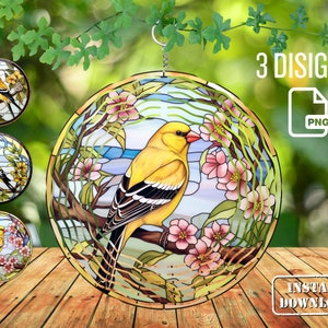 Goldfinch Wind Spinner Sublimation Design: 10-inch Round PNG (Digital Download)