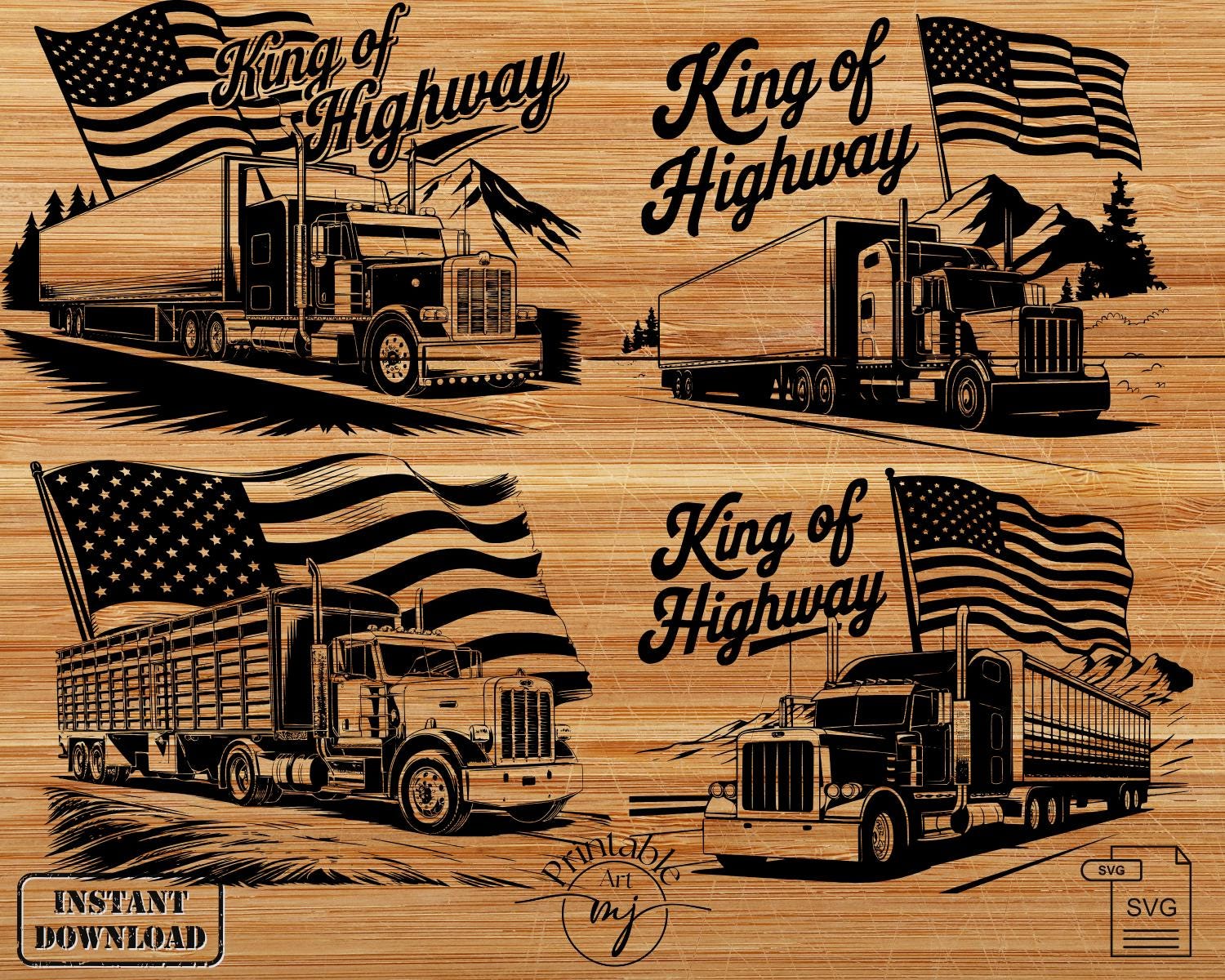 Big Rig Flags Semi Truck With Flag SVG, Big Rig Clipart (laser Engraving) - Etsy