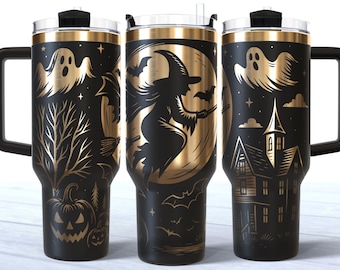 Witch Halloween 40oz Tumbler Laser Engraving SVG File