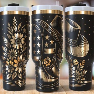 Floral Western Boots SVG Wrap: 40oz Tumbler Laser Engraving File