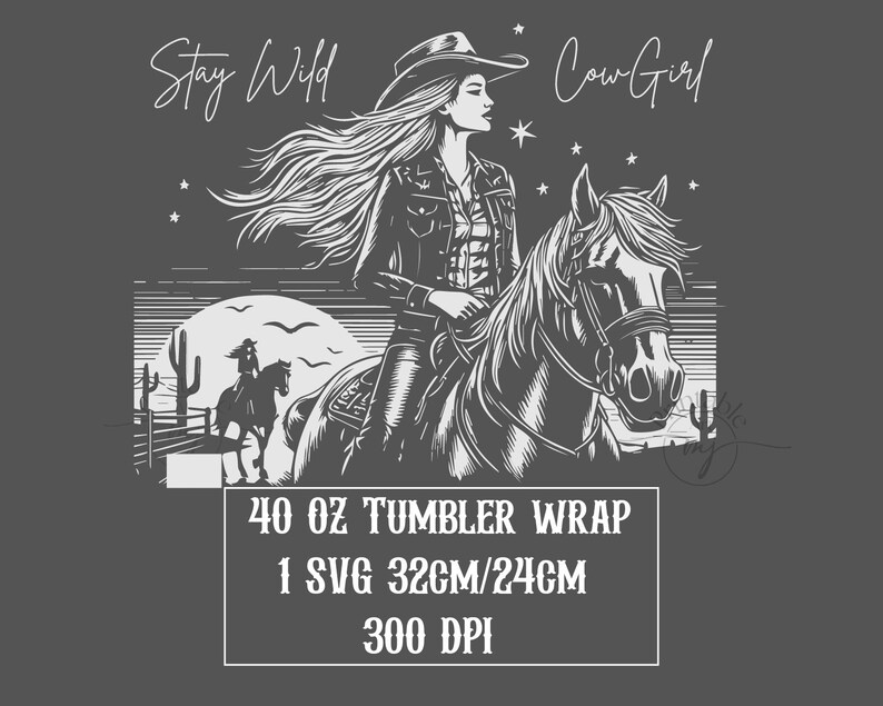 Cowgirl Tumbler Wrap Laser SVG: Western Horse Design, 40oz Tumbler ...