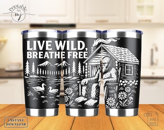 Bigfoot Tumbler Wrap SVG: Sasquatch-lasergravurebestand (20oz bekerontwerp)