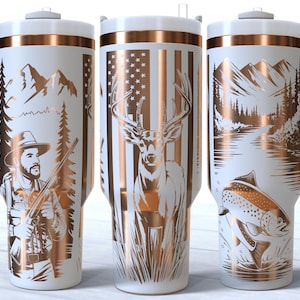 Outdoor Wildlife 40oz Tumbler Wrap Laser Engraving SVG Hunting Fishing Design