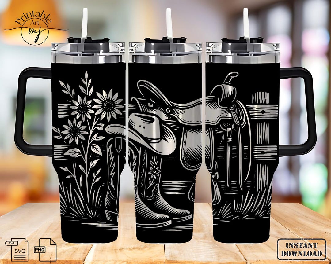 Sunflower Cowboy SVG Wrap: 40oz Tumbler Laser Engraving File - Etsy