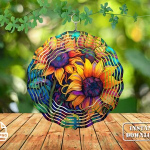 Sunflower Wind Spinner Watercolor Sublimation Design (PNG Digital File)