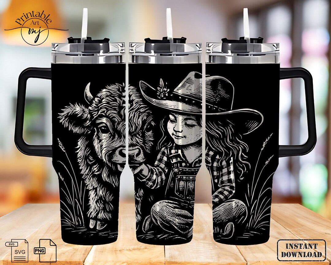 Farm Cowgirl SVG: 40oz Tumbler Wrap, Western Laser Engraving File - Etsy