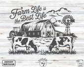 Farm Life Cow Charcuterie SVG: Laser Engraving Cutting Board Design (Digital Download)
