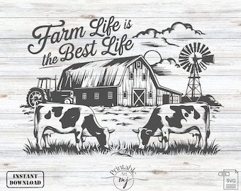 Farm Life Cow Charcuterie SVG: Laser Engraving Cutting Board Design (Digital Download)