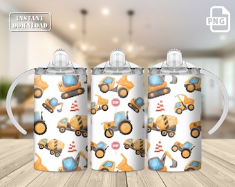 Construction Zone Sippy Cup Wrap: 12oz Tumbler Design (Digital Download)
