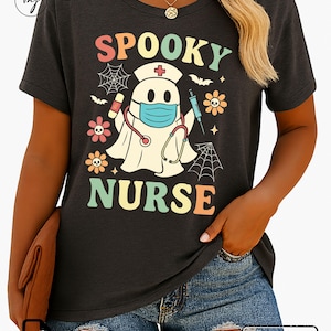 Spooky Nurse PNG | Funny Halloween Ghost Design | Medical Sublimation Clipart | Nurse Shirt PNG | Instant Download