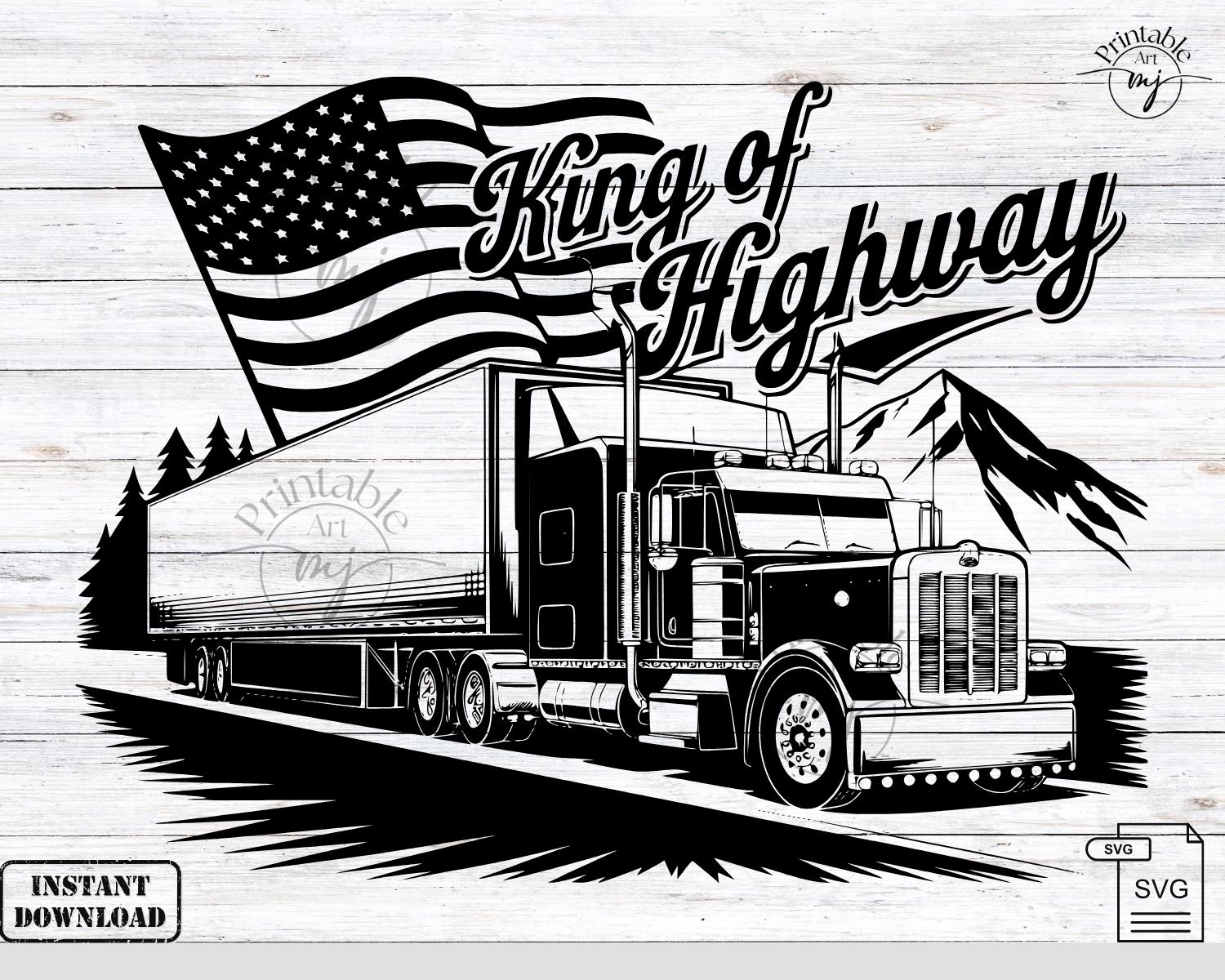 Semi Truck Svg, Semi Truck With Flag Svg, Truck Svg, Big Truck Clipart, Truck Svg, Truck Cricut, Truck Cutfile, Truck Driver Vector Svg Png