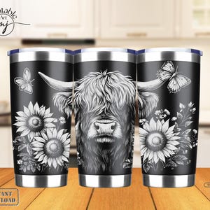 Highland Cow Tumbler Wrap Laser SVG: 20oz Engraving File