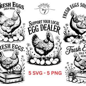 Signe de stand de marchand d'oeufs SVG, oeufs frais vendus ici SVG, bannière de stand de poulet, enseigne de jardin de ferme, drapeau de poule d'arrière-cour, cadeau de maman de poulet