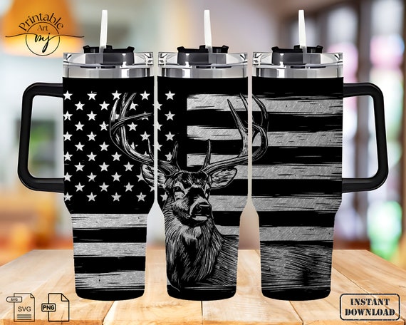 Deer Hunting 40oz Tumbler Wrap: Laser Engraving SVG (Digital Download)