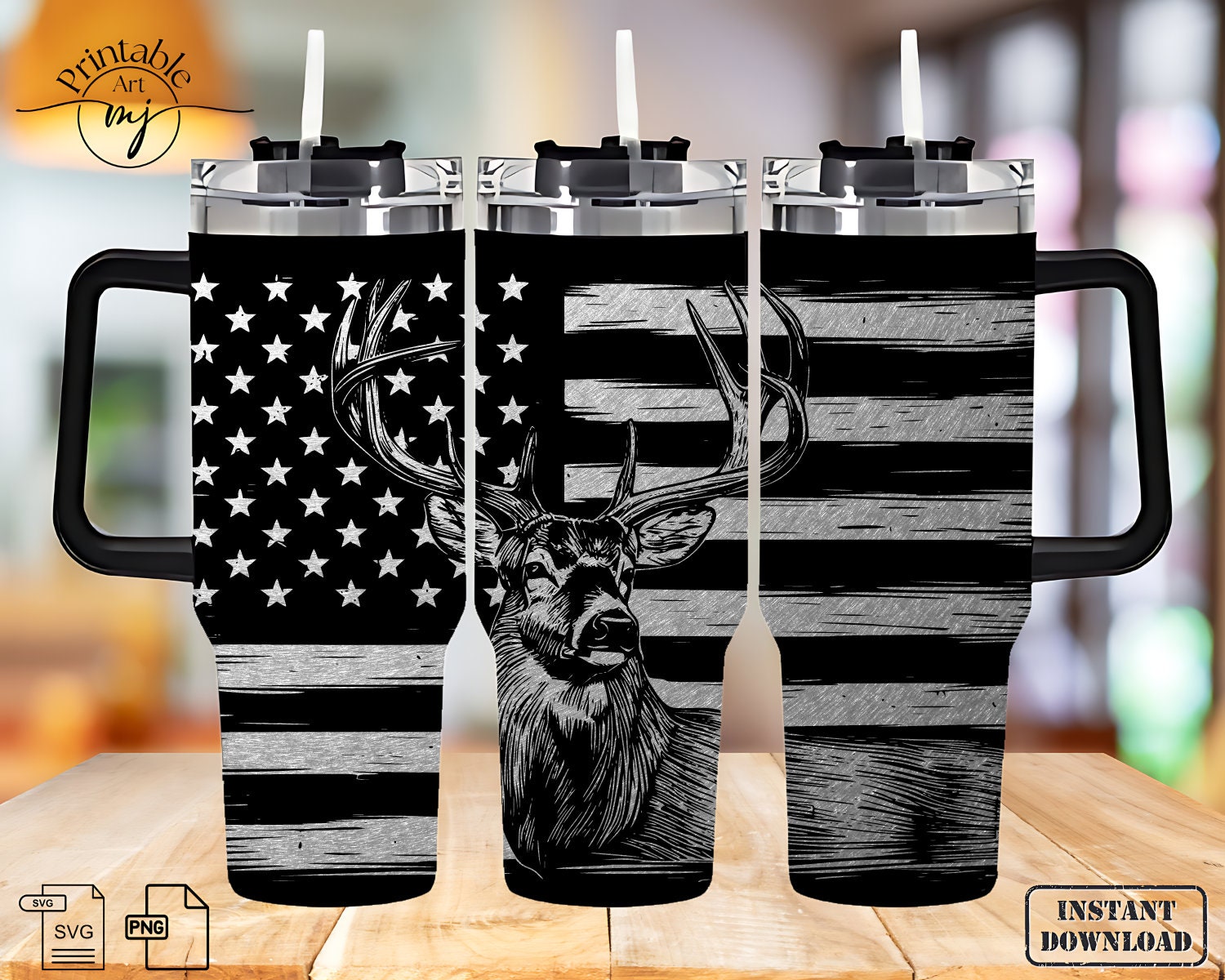 Deer Hunting 40oz Tumbler Laser Engraving Wrap, 40oz Laser Engraved Svg, Laser Engraving Svg, SVG For Laser Rotary, 40oz Tumbler Wrap Svg