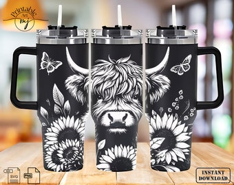 Highland Cow Tumbler Wrap Laser Svg 40oz Laser Engraved Tumbler Wrap Laser Engraving Svg Cute Highland Cow 40 oz Tumbler Laser File Svg