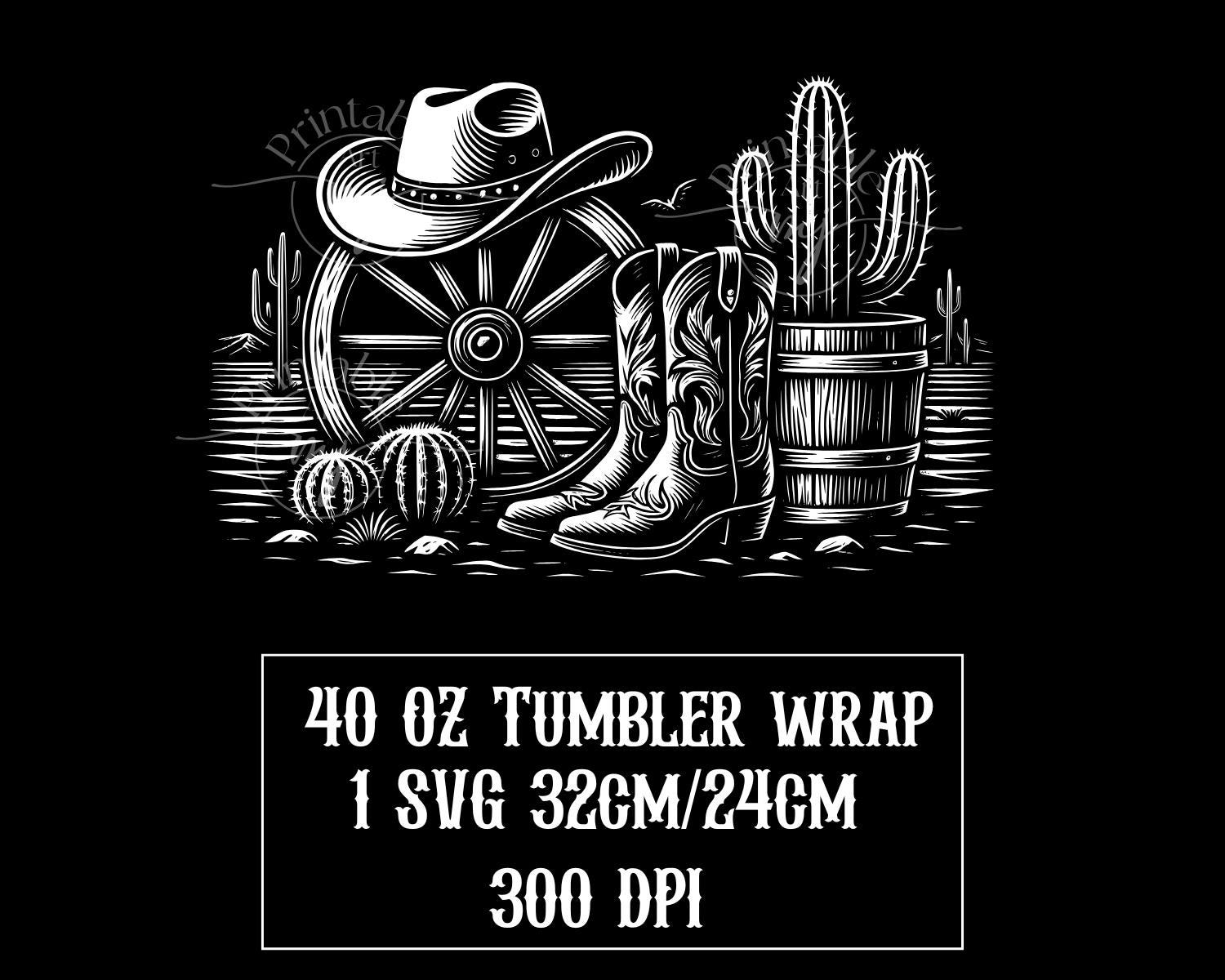 Cowboy Western SVG Wrap: 40oz Tumbler Laser Engraving File - Etsy