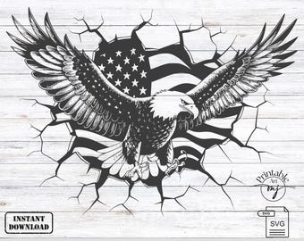 American Eagle SVG: Patriotisk lasergraveringsfil, design för charkuteriskivor