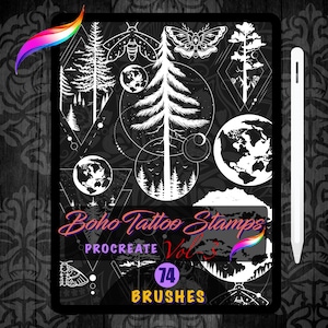 幾何学的な Procreate ブラシ、シームレスな幾何学模様、Procreate スタンプ、デジタル パターン、パターン ブラシ、シームレスな幾何学模様、タトゥー デザイン