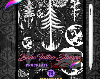 Pędzle do tatuażu Boho Procreate: Geometryczne stemple (tom 3)