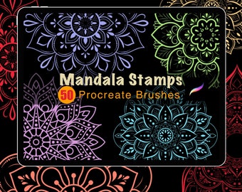 Mandala Brush Stamps: 50 Procreate Brushes, Tattoo Stamps