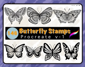 Procreate Butterfly Stamps , Butterflies Tattoo , Procreate Brushes , Mystical Stamps , Butterfly Brush , butterfly stamps, Tattoo Stamps