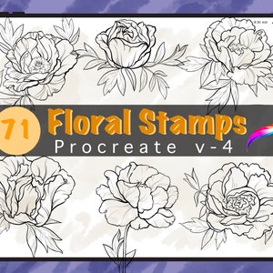 Procreate Flower Stamps , Botanical Stamps , Floral Procreate , Procreate Flower Brushes , Digital Art Tattoo Stencil , Tattoo Stamp Brushes