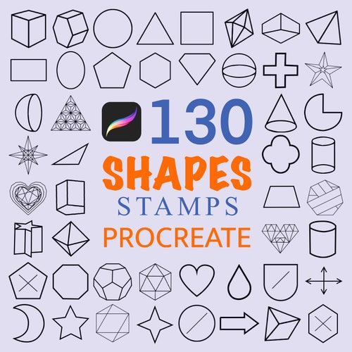 Procreate Stamp Basic Shapes Stamp Geometric Shapes Set Etsy