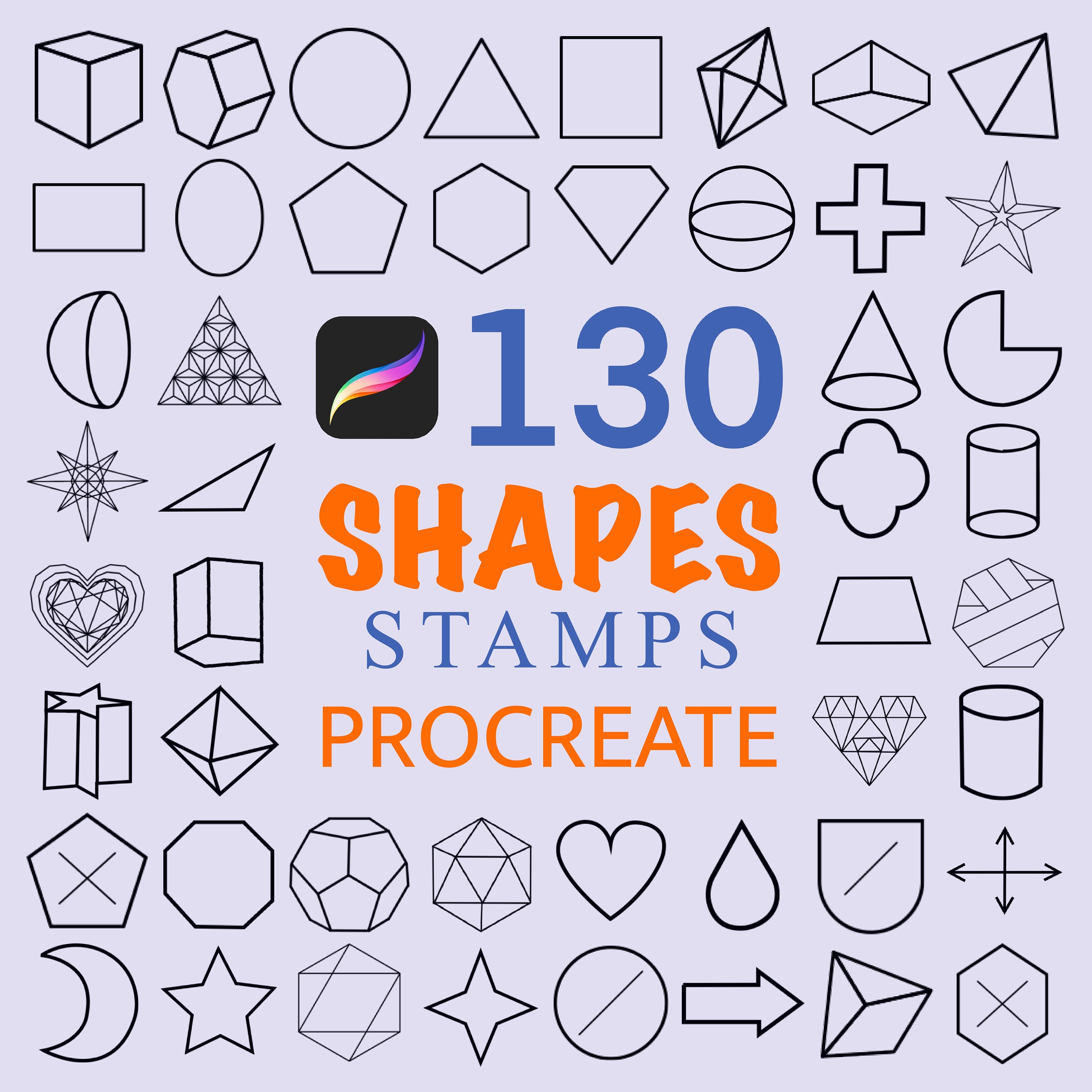 Procreate 形状スタンプブラシセット – iPad向け幾何学形130種
