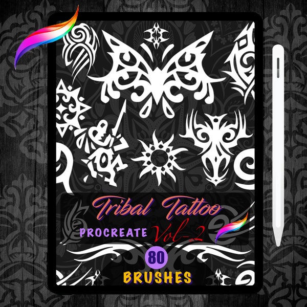 Tribal Tattoo Designs Procreate Tattoo Brushes, Neo traditional Tattoo Digital Brushes, Tattoo Flash Brushes, Digital Tattoo Designs