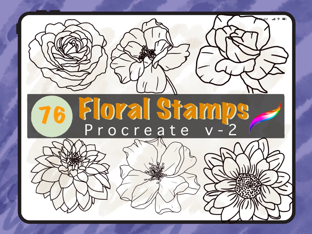 Flower Procreate Stamps ,birth Month Flower Stamps , Flower Stamps ...