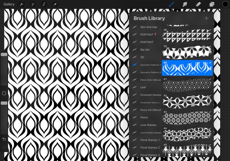 Geometric Procreate Brushes: Seamless Pattern Stamps, Tattoo Design ...