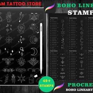 Boho Procreate Pinsel, Umriss Pinsel, Boho Element Stempel, Procreate Doodle Stempel, Abstrakt Procreate Stempel, Procreate Brushes Tattoo