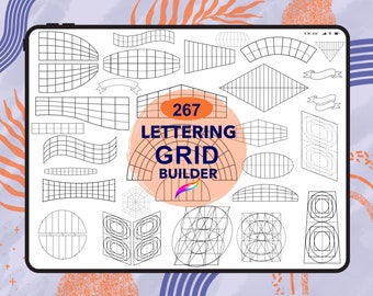 Lettering Grid Procreate Brushes: 267 Stamp Set (Brushset)