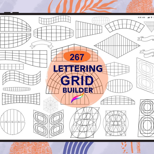 Letter Grid Procreate Pinsel | Procreate Pinsel | Lettering Grid Procreate Briefmarken | Lettering Pinsel Set | letter Grid Layouter Set, Ipad