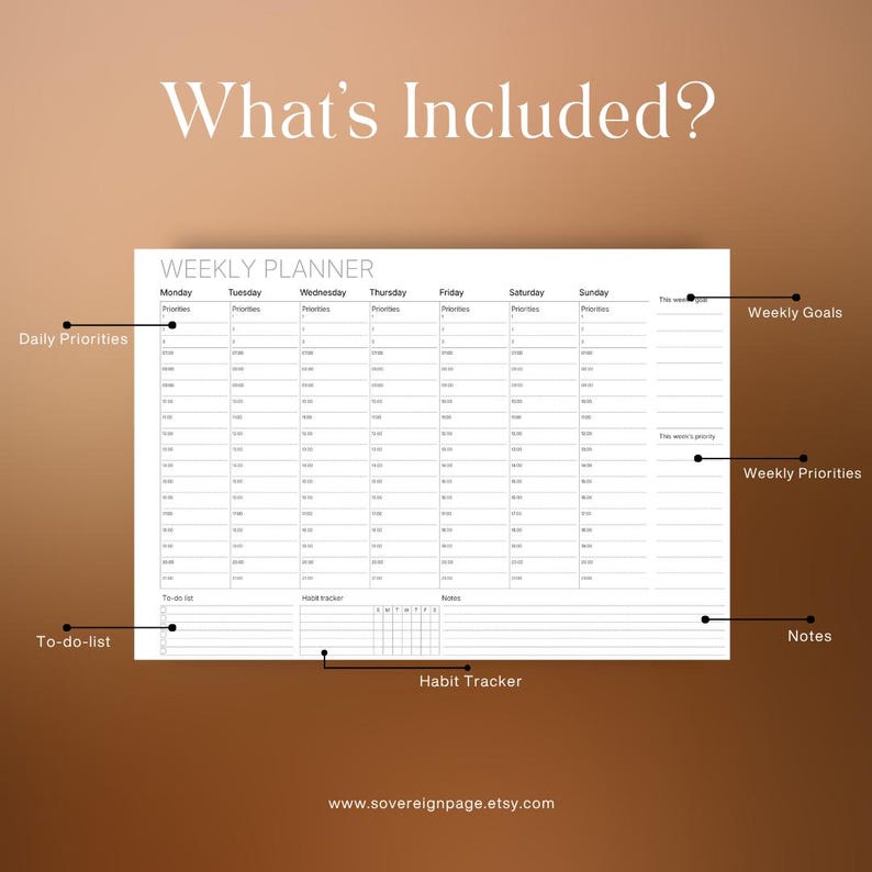 Weekly Hourly Planner Printable Template, Daily + Weekly Organizer, To ...