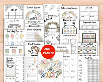 2027 Printable Journal Bundle Planner, Monthly Weekly Pages, Habit Mood Trackers, Reflection Prompts, A5 US Letter, Digital Download