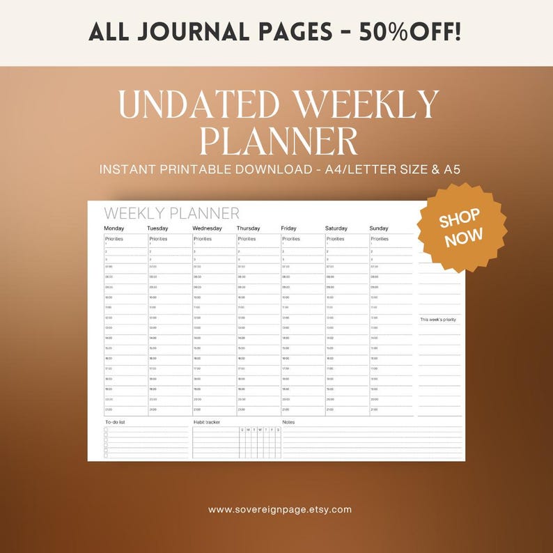 Weekly Hourly Planner Printable Template, Daily + Weekly Organizer, To ...