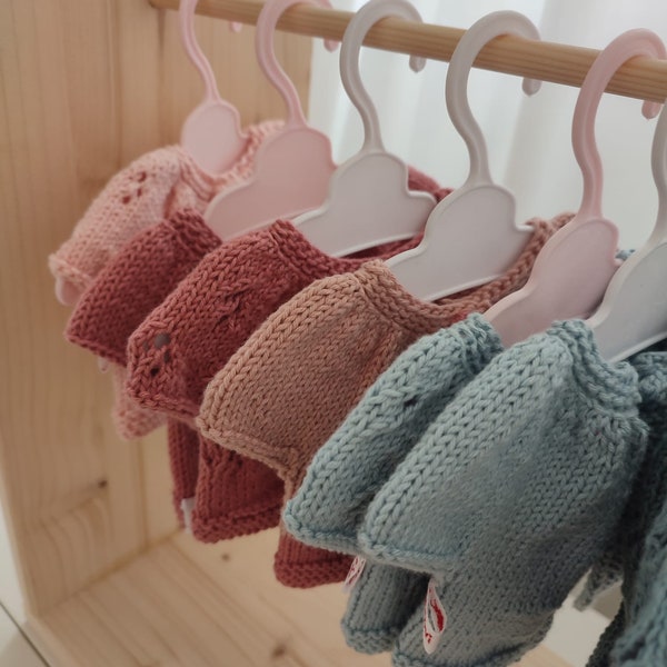 Unique knitted doll clothes, Waldorf doll, eco-cotton yarn, knitted jackets