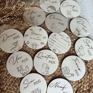 lot carte mensuelles, carte mensuelle en bois, carte mensuelles forêt, carte mensuelles bébé, naissance, carte mensuelles bébé