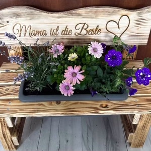 Blumenbank Wochen Garten Terrasse Balkon Oma Mama Hochzeit Deko Muttertag Geburtstag Holz Blumen Kindergarten Abschied Opa Kita Vorschule