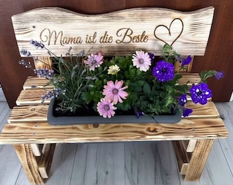Blumenbank Wetterfest Garten Terrasse Balkon Oma Mama Hochzeit Deko Papa Geburtstag Holz Blumen Kindergarten Abschied Opa Kita Vorschule