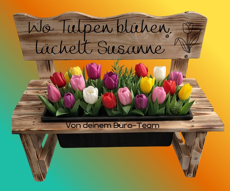 Personalized wooden flower bench – gift for kindergarten teacher, grandmother, Mother's Day, garden & balcony decoration, wedding, terrace, mom image 12