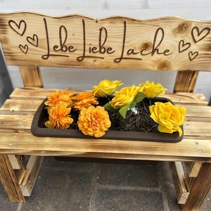 Personalized wooden flower bench – gift for kindergarten teacher, grandmother, Mother's Day, garden & balcony decoration, wedding, terrace, mom image 18