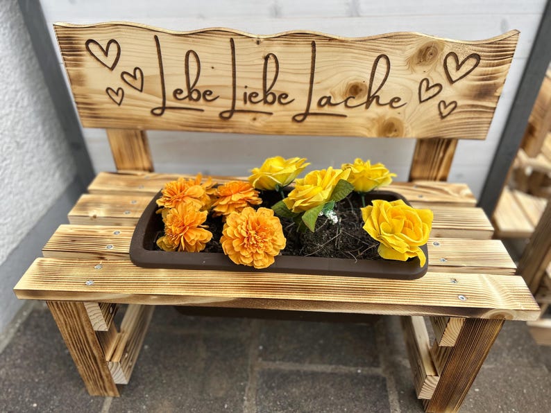 Personalized wooden flower bench – gift for kindergarten teacher, grandmother, Mother's Day, garden & balcony decoration, wedding, terrace, mom image 18