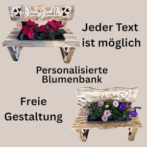 Gepersonaliseerde houten bloemenbank – cadeau voor kleuterjuf, oma, Moederdag, tuin- en balkondecoratie, bruiloft, terras, mama