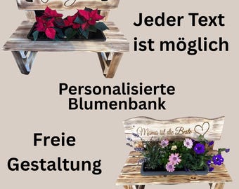 Personalisierte Blumenbank aus Holz – Geschenk für Erzieherin, Oma, Muttertag, Garten- & Balkondeko, Hochzeit, Terrasse, Mama