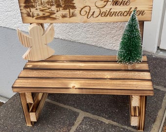 Personalized small decorative wooden bench, weatherproof, handmade wooden bench, small garden decoration, gift, wooden bench with engraving, doll's bench
