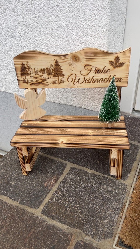 Personalisierte kleine Dekobank Holz wetterfest handgefertigte Holzbank klein Garten Deko, Geschenk, Holzbank mit Gravur Puppenbank